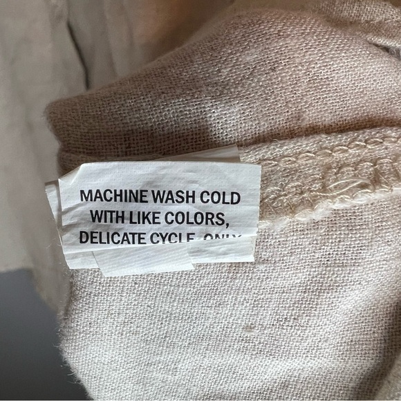 Falls Creek Linen Rayon Button Up Shirt Neutral Beige Sz L Minimalist Natural - Picture 7 of 10